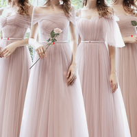 Pink tulle long prom dress A line evening dress - Thumbnail 8