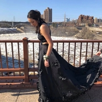 Black Halter Satin Long Prom Dresses with Handmade Flowers,Evening Party Dresses - Thumbnail 2