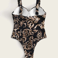 Printed Sexy One-Piece Bikini Swimsuit - Thumbnail 2