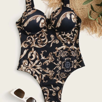 Printed sexy one-piece bikini swimsuit