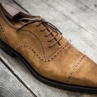 Handmade Luxurious Brown Suede Lace Up Dress Shoes - Thumbnail 1