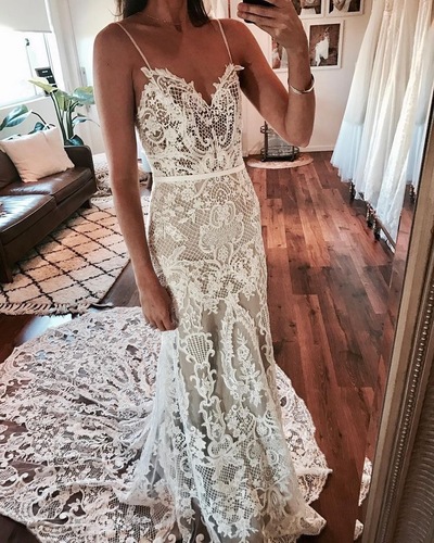 Lace Spaghetti Straps Wedding Dresses Bridal Gown