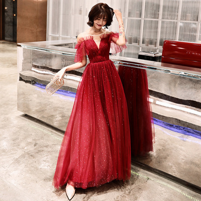 Stylish tulle sequins long a line prom dress evening dress - Thumbnail 2