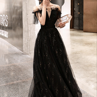 Stylish tulle sequins long A line prom dress evening dress - Thumbnail 8