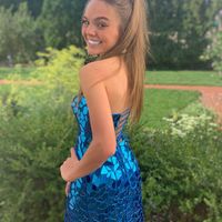 Glitter Bodycon Strapless Peacock blue Sequin Mini Evening Dress Sexy Party Dress  - Thumbnail 1