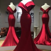Gorgeous Red Off Shoulder Mermaid Evening Gowns,Sweep Train Red Prom Dress,Formal Dress,127 - Thumbnail 2