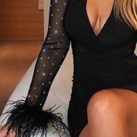 Women'S V-Neck Tight Sequined Hip Dress - Thumbnail 2