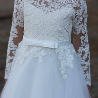 Elegant White/Ivory Long Sleeve Appliques First Communion Dresses for Girls  Floor length Flower Girl Wedding Dresses,131 - Thumbnail 2