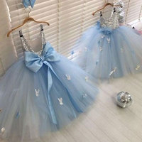 Tulle Blue Flower Girl Dresses with Butterfly,133 - Thumbnail 1