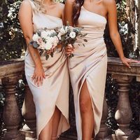 Sheath One Shoulder Nude Silk Bridesmaid Dresses,140 - Thumbnail 2