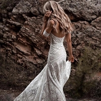 Mermaid Lace Sweetheart Elegant Bridal Long Wedding Dresses, Boho Bridal Dress,142 - Thumbnail 2