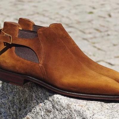 Men customized half ankle brown dress boot - Thumbnail 2