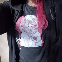 Cute Black Punk Goth Anime Girl Cartoon Print Short Sleeve Shirt Oversized Loose T-shirt Tee Top E-Girl Kawaii Korean Japanese Harajuku Streetwear - Thumbnail 6