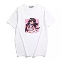Cute Sweet Vintage Black Anime Girl Cartoon Print Short Sleeve Shirt Oversize Loose T-shirt Top Goth E-Girl Kawaii Korean Japanese Harajuku Streetwear - Thumbnail 9