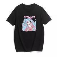 Cute Sweet Vintage Pastel Pink Anime Girl Cartoon Print Short Sleeve Shirt Loose T-shirt Top E-Girl Kawaii Korean Japanese Harajuku Streetwear - Thumbnail 4