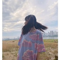 Cute Pastel Aesthetics Clouds Pig Embroidery Vintage Short Sleeve Shirt Oversized Loose T-shirt Top E-Girl Kawaii Korean Japanese Harajuku Streetwear - Thumbnail 4