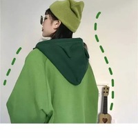 Cute Green Frog Animal Cartoon Aesthetic Long Sleeve Hoodie Sweater Sweatshirt Pullover Jumper E-Girl Kawaii Korean Japanese Harajuku Streetwear - Thumbnail 2