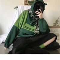 Cute Green Frog Animal Cartoon Aesthetic Long Sleeve Hoodie Sweater Sweatshirt Pullover Jumper E-Girl Kawaii Korean Japanese Harajuku Streetwear - Thumbnail 7