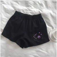 Cute Black White Sky Star Moon Planet Embroidery Casual Sport Shorts Cycling Running Gym High Waist E-Girl Kawaii Korean Japanese Harajuku Streetwear - Thumbnail 1