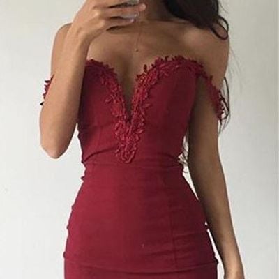 Burgundy bodycon homecoming dresses, homecoming dresses tight, short homecoming dress,902