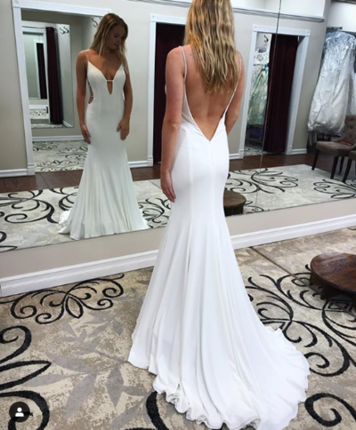 2021 New Fashion V-Neck Backless Wedding Dresses,Wedding Dress,Custom Made Wedding Gown,164