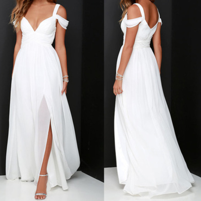 A line long chiffon off shoulder sexy split prom dress,chiffon side slit off shoulder white evening,169 - Thumbnail 4