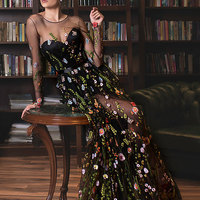 Embroidered formal dress / Floral maxi dress Evening dress Prom dress Floral Dress Long evening dress Long gown Embroidered dress Ball gown,177 - Thumbnail 1
