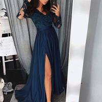 Sleeve Prom Dress with Slit,Long Homecoming Dress, Back to Schoold Party Gown,179 - Thumbnail 1
