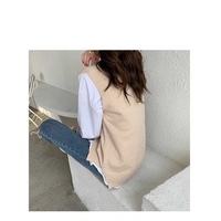 Cute Solid Simple V Neck Knit Vest Sleeveless Oversized Loose Sweater Sweatshirt Pullover Jumper  E-Girl Kawaii Korean Japanese Harajuku Streetwear - Thumbnail 9
