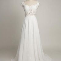 Elegant Beach Wedding Dresses,Cap Sleeves Back V Lace Wedding Dress,Cheap Bridal Gowns,188 - Thumbnail 1