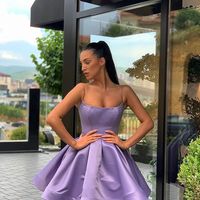 Stylish A Line Spaghetti Straps Purple Short Homecoming Dresses with Ruffles,194 - Thumbnail 2