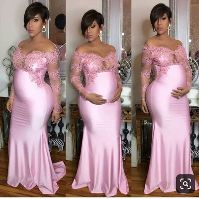Pregnant prom dress, sexy prom dress, pink long prom dress,199 - Thumbnail 4