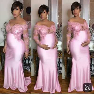 Pregnant Prom Dress, Sexy Prom Dress, Pink Long Prom Dress,199