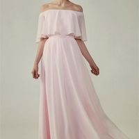 Boho A-Line Off the Shoulder Burgundy Chiffon Long Bridesmaid Dress  - Thumbnail 1