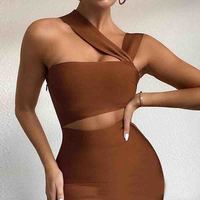 Sexy Sleeveless One-Shoulder Dress - Thumbnail 1