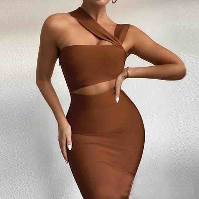 Sexy Sleeveless One-Shoulder Dress