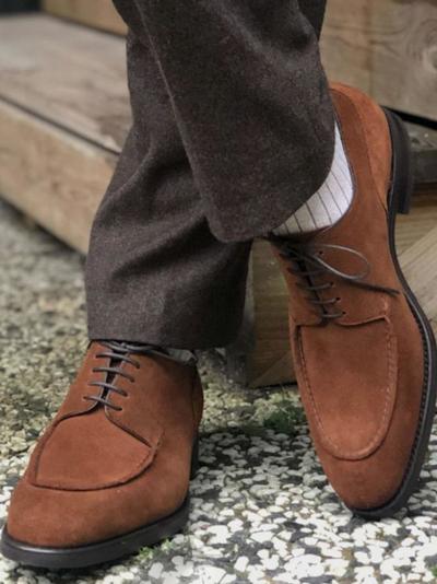 Hand Stitch Split Toe Premium Leather Suede Shoes Men