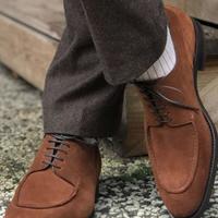 Hand Stitch Split Toe Premium Leather Suede Shoes Men - Thumbnail 1