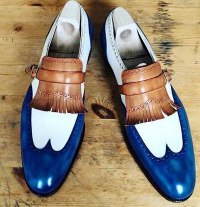 Handmade Monk Strap Weekend Wear White Leather Sunday Shoes