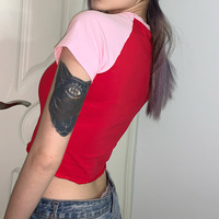 Cute Strawberry Embroidery Patchwork Short Sleeve Shirt Crop Top T-shirt Tee Casual Summer E-Girl Kawaii Korean Japanese Harajuku Streetwear - Thumbnail 8