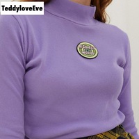 Cute Purple Knit Long Sleeve Shirt Turtleneck Sweatshirt T-shirt Top Autumn E-Girl Kawaii Korean Japanese Harajuku Streetwear - Thumbnail 6