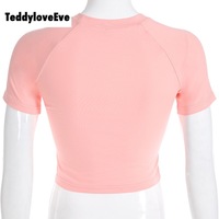 Cute Sensitive Pink Flower Embroidery Sexy Crop Top Short Sleeve Shirt Tee T-shirt Summer Casual E-Girl Kawaii Korean Japanese Harajuku Streetwear - Thumbnail 7