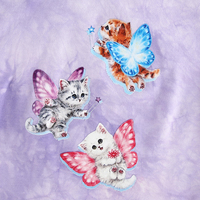 Cute Cat Butterfly Print Purple Sexy Crop Top Tank Short Sleeve Shirt Tee T-shirt Summer Casual E-Girl Kawaii Korean Japanese Harajuku Streetwear - Thumbnail 3