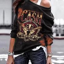 Women's Vintage Print Letter Tops