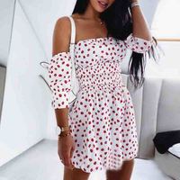 Casual Printed Short Sleeve Dress - Thumbnail 1