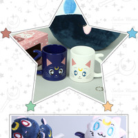 Harajuku Sailor Moon Cat Couple Pair Luna Ceramic Water Cup Mug (Two) - Thumbnail 5