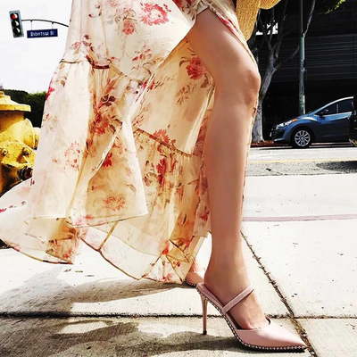 Hollow white pointed rivet stiletto black high heel sandals women 2021 S-252