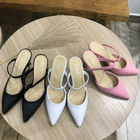 Hollow white pointed rivet stiletto black high heel sandals women 2021 S-252 - Thumbnail 4