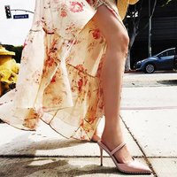 Hollow white pointed rivet stiletto black high heel sandals women 2021 S-252 - Thumbnail 6