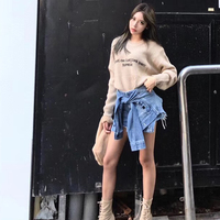 Elastic stocking boots women khaki high heels pointed toe stiletto lace-up ankle boots S-253 - Thumbnail 2